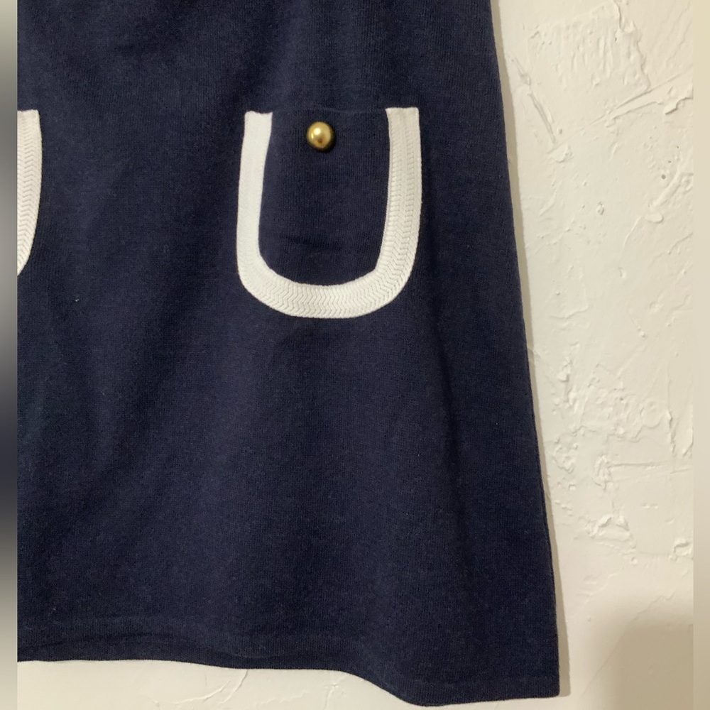 Free Assembly Navy Tipped Pocket Mini Sweater Skirt Preppy Chic Gold Button XXL - Picture 4 of 5
